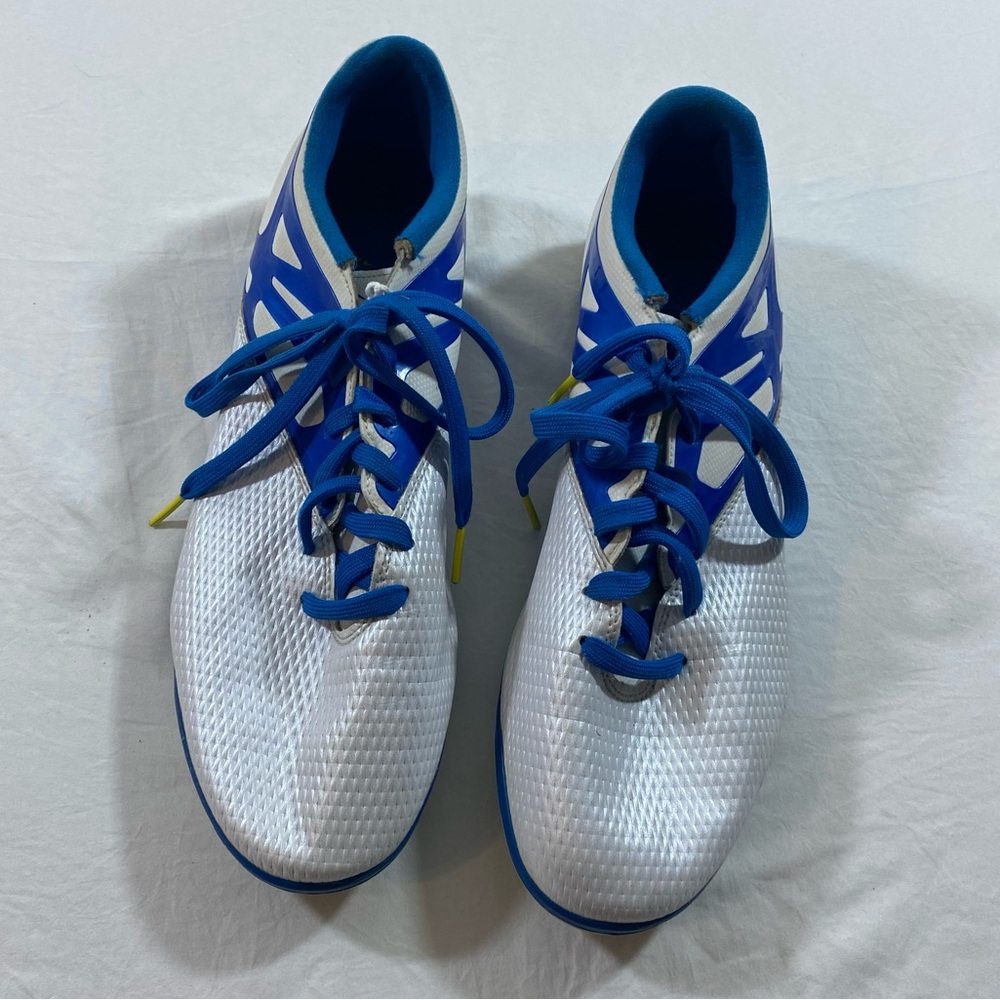 Adidas Soccer Shoes Men 13 white blue lace up Sneakers indoor football cleats